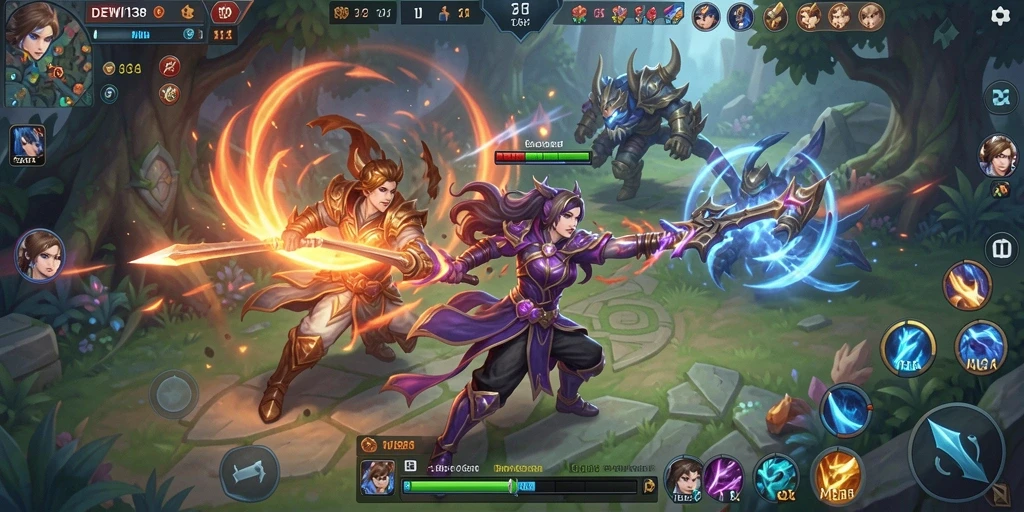 Gameplay seru dalam pertarungan tim di DEWI138.