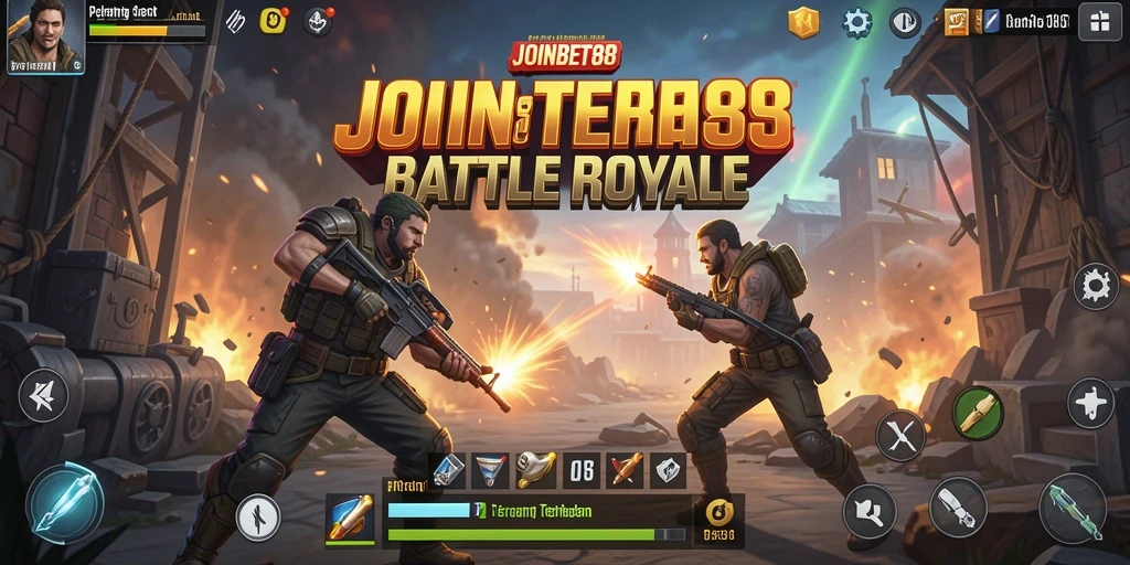 Screenshot yang menampilkan aksi intens dalam permainan Battle Royale.