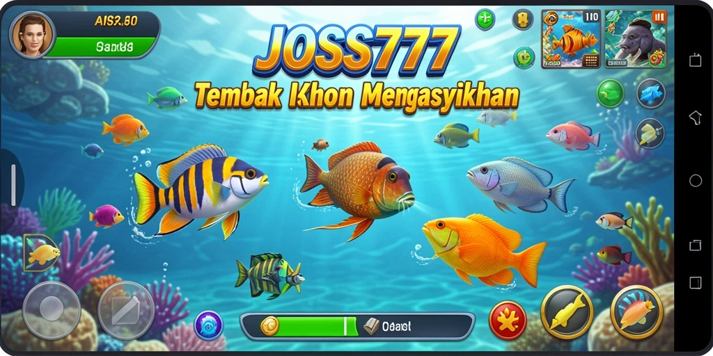 Screenshot menunjukkan aksi seru dalam game Tembak Ikan JOSS777.