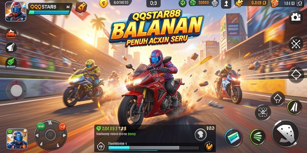 Screenshot menunjukkan gameplay balapan yang mendebarkan di QQSTAR88.