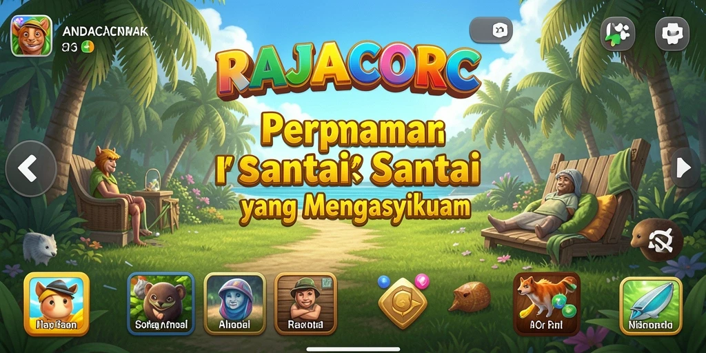 Tangkapan layar gameplay RAJACORC yang menunjukkan aksi menyenangkan.