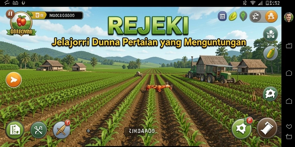 Tangkapan layar gameplay REJEKI menampilkan keseruan bertani.