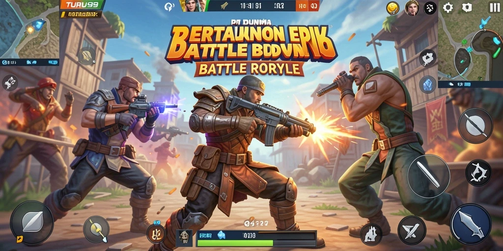 Tampilan gameplay seru dari TURU99 di pertempuran Battle Royale.